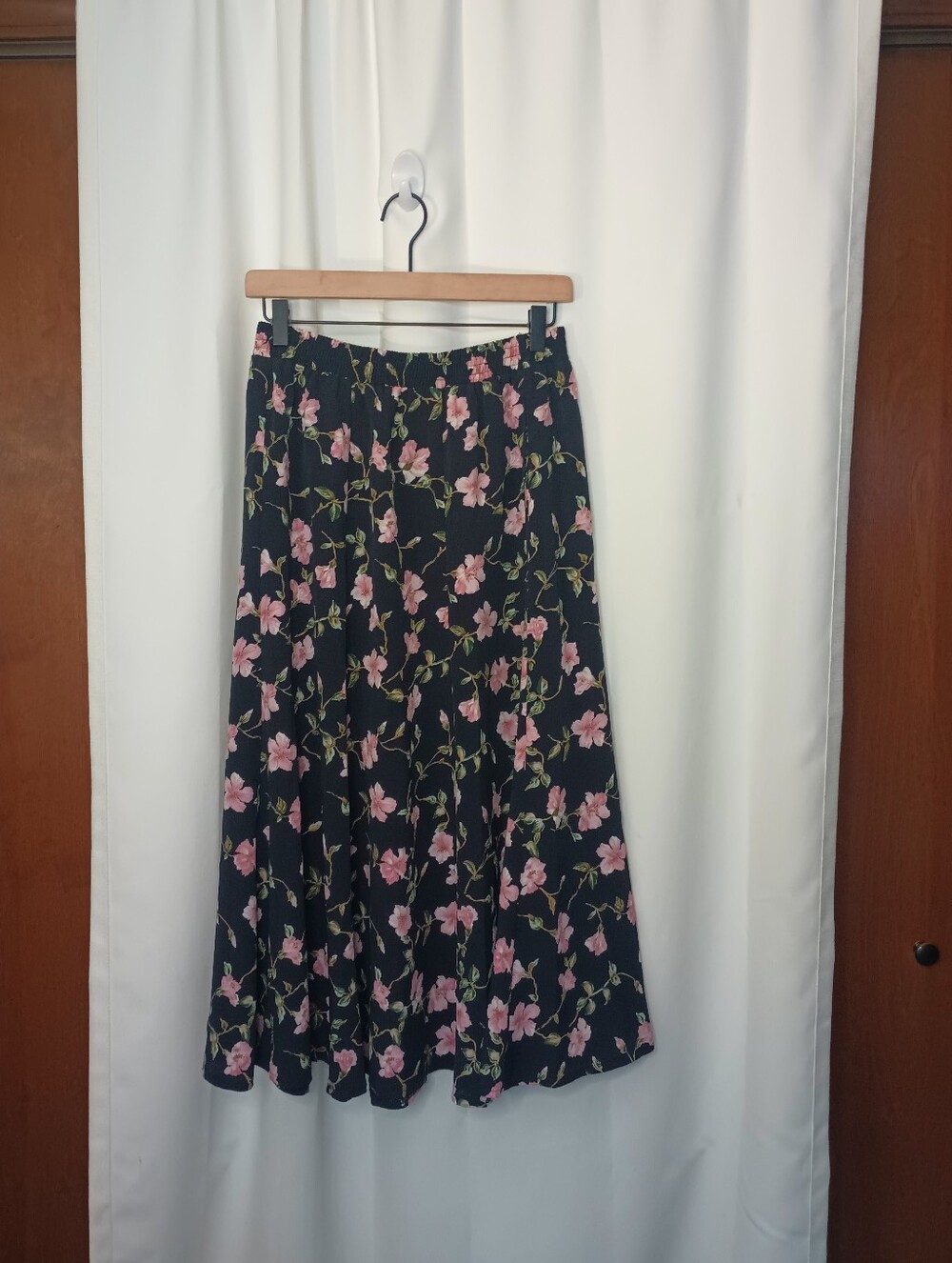 Vintage Womens Dark Cottagecore Floral Midi Skirt 10 S/M 90s Retro Bloomcore